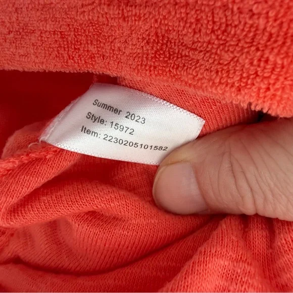 MARINE LAYER Women’s Terry Out Jacquard Resort Shirt in Hot Coral Colorblock - Picture 14 of 14